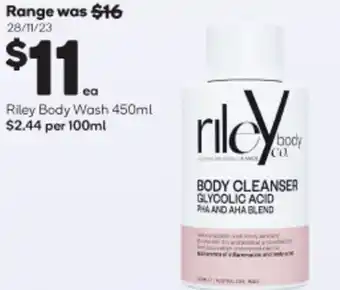 Woolworths Riley Body Wash 450ml offer