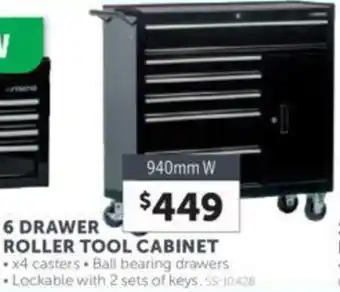 Stratco 6 DRAWER ROLLER TOOL CABINET offer