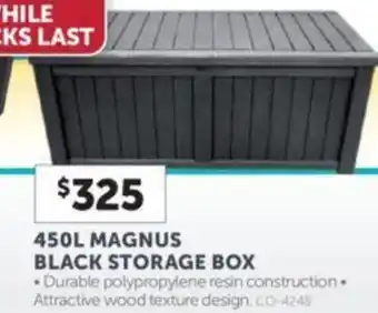 Stratco 450L MAGNUS BLACK STORAGE BOX offer