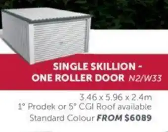 Stratco SINGLE SKILLION - ONE ROLLER DOOR N2/W33 offer