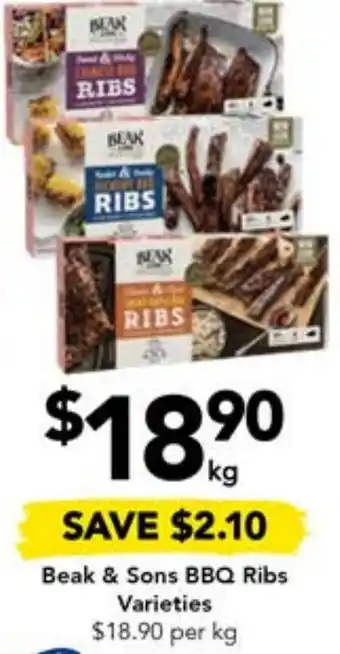 Drakes Beak & Sons BBQ Ribs offer
