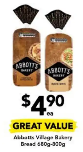 Drakes Abbotts Village Bakery Bread 680g-800g offer