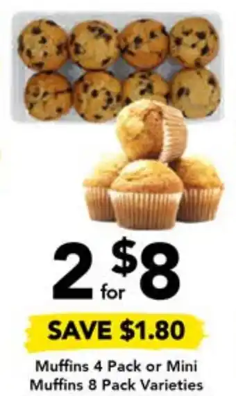 Drakes Muffins 4 Pack or Mini Muffins 8 Pack Varieties offer