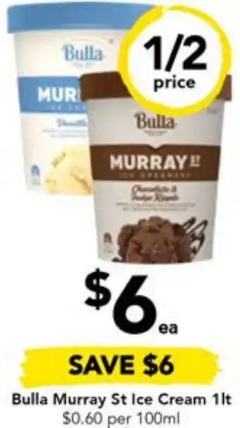 Drakes Bulla Murray St Ice Cream 1lt offer