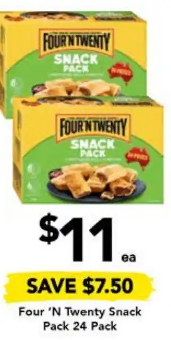Drakes Four 'N Twenty Snack Pack 24 Pack offer