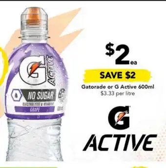 Drakes Gatorade or G Active 600ml offer