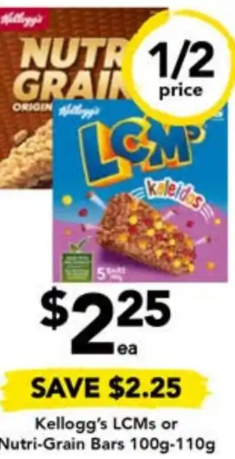 Kellogg's LCMs or Nutri-Grain Bars 100g-110g