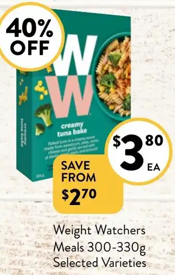 Foodworks Weight Watchers Meals 300-330g offer