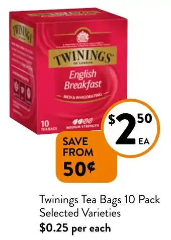 Foodworks Twinings Tea Bags 10 Pack offer