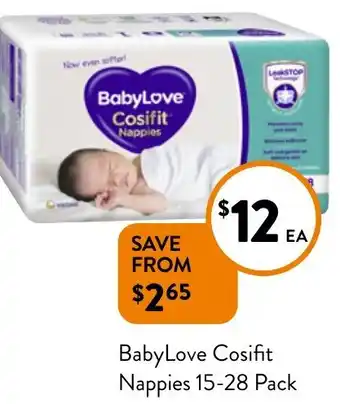 Foodworks BabyLove Cosifit Nappies 15-28 Pack offer