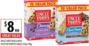 Supabarn UNCLE TOBYS MUESLI BARS offer