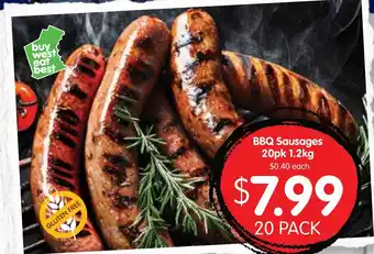 Spudshed BBQ Sausages 20pk 1.2kg offer