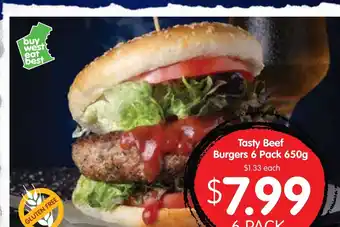 Spudshed Tasty Beef Burgers 6 Pack 650g offer
