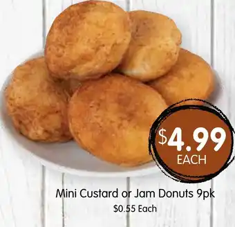 Mini Custard or Jam Donuts 9pk
