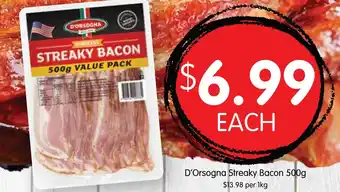 Spudshed D'Orsogna Streaky Bacon 500g offer