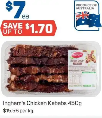 Foodland Ingham's Chicken Kebabs 450g offer