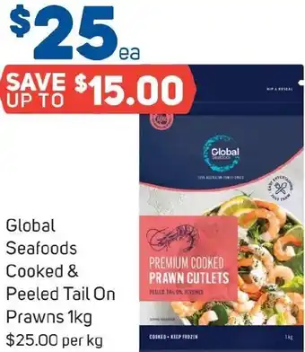 Foodland Global Seafoods Prawns 1 Peeled Tail On kg offer
