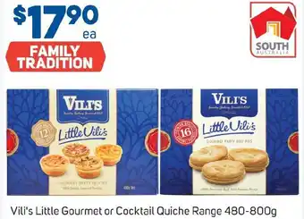 Foodland Vili's Little Gourmet or Cocktail Quiche Range 480-800g offer