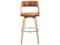 LivingStyles Oslo Commercial Grade Swivel Bar Stool, Tan / Oak with Silver Footrest offer