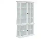 LivingStyles Tilbury Acacia Timber 4 Door Display Cabinet, White offer
