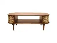 LivingStyles Sirocco Mango Wood & Cane Coffee Table, 120cm offer