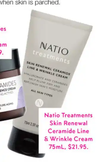 Priceline Natio Treatments Skin Renewal Ceramide Line & Wrinkle Cream 75mL offer