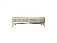 LivingStyles Andros Oak Timber & Rattan Sliding Door TV Unit, 180cm, Natural offer