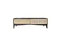 LivingStyles Andros Oak Timber & Rattan Sliding Door TV Unit, 180cm, Black / Natural offer