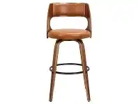 LivingStyles Oslo Commercial Grade Swivel Bar Stool, Tan / Walnut with Black Footrest offer