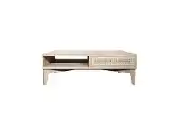 LivingStyles Andros Oak Timber & Rattan 2 Drawer Coffee Table, 120cm, Natural offer