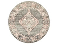 LivingStyles Avenue No.703 Tribal Round Rug, 200cm, Charcoal / Pink offer
