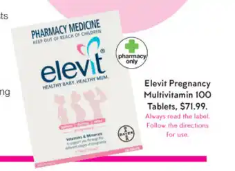 Priceline Elevit Pregnancy Multivitamin 100 Tablets offer