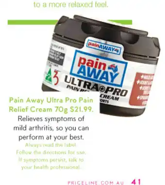 Priceline Pain Away Ultra Pro Pain Relief Cream 70g offer