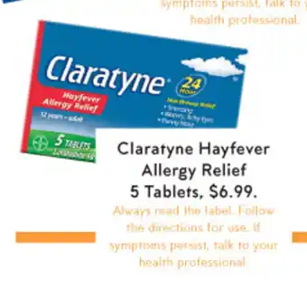 Priceline Claratyne Hayfever Allergy Relief 5 Tablets offer