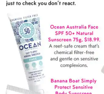 Priceline Ocean Australia Face SPF 50+ Natural Sunscreen 75g offer