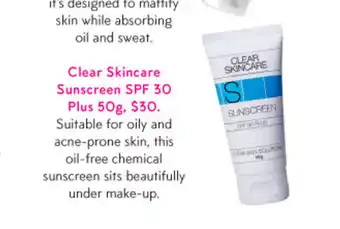 Priceline Clear Skincare Sunscreen SPF 30 Plus 50g offer