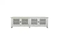 LivingStyles Quincy Reclaimed Elm Timber 4 Door TV Unit, 200cm, Distressed White offer