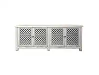 LivingStyles Quincy Reclaimed Elm Timber 4 Door Sideboard, 220cm, Distressed White offer