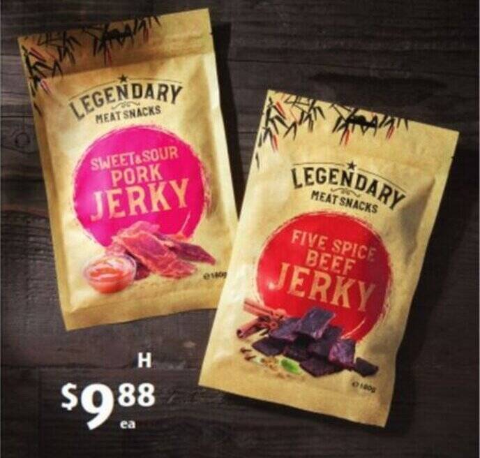H Legendary Meat Snacks Jerky 180g offer at ALDI