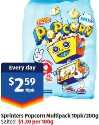 ALDI Sprinters Popcorn Multipack 10pk/200g Salted offer