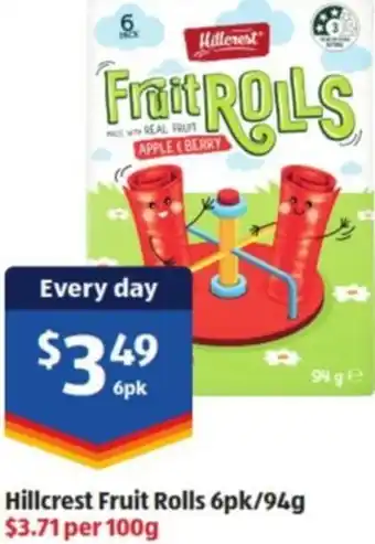 ALDI Hillcrest Fruit Rolls 6pk/94g offer