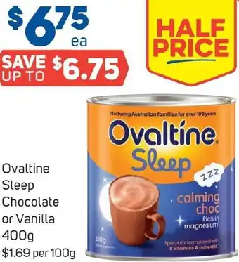 Foodland Ovaltine Sleep Chocolate or Vanilla 400g offer