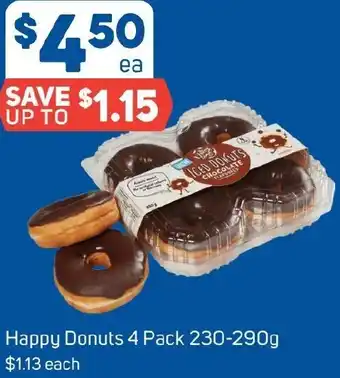 Foodland Happy Donuts 4 Pack 230-290g offer
