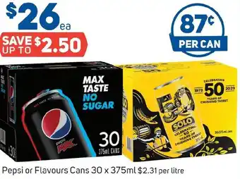 Foodland Pepsi or Flavours Cans 30 x 375ml offer