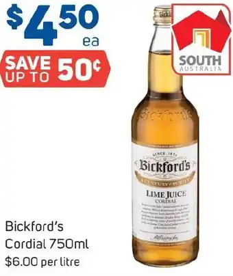 Foodland Bickford's Cordial 750ml offer