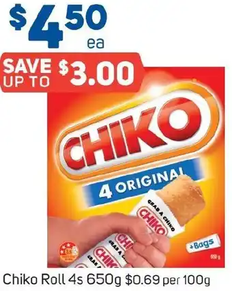 Foodland Chiko Roll 4s 650g offer