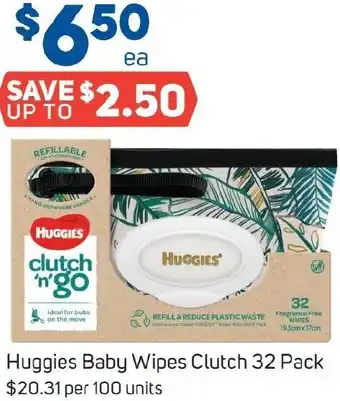 Foodland Huggies Baby Wipes Clutch 32 Pack offer