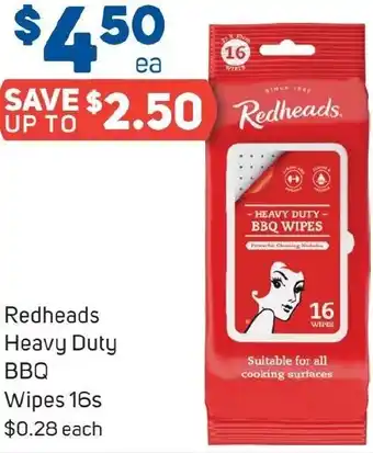 Foodland Redheads Heavy Duty BBQ Wipes 16s offer