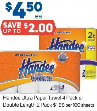Foodland Handee Ultra Paper Towel 4 Pack or Double Length 2 Pack offer
