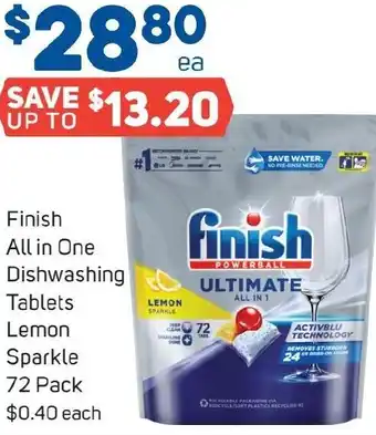 Foodland Finish All in One Dishwashing Tablets Lemon Sparkle 72 Pack offer